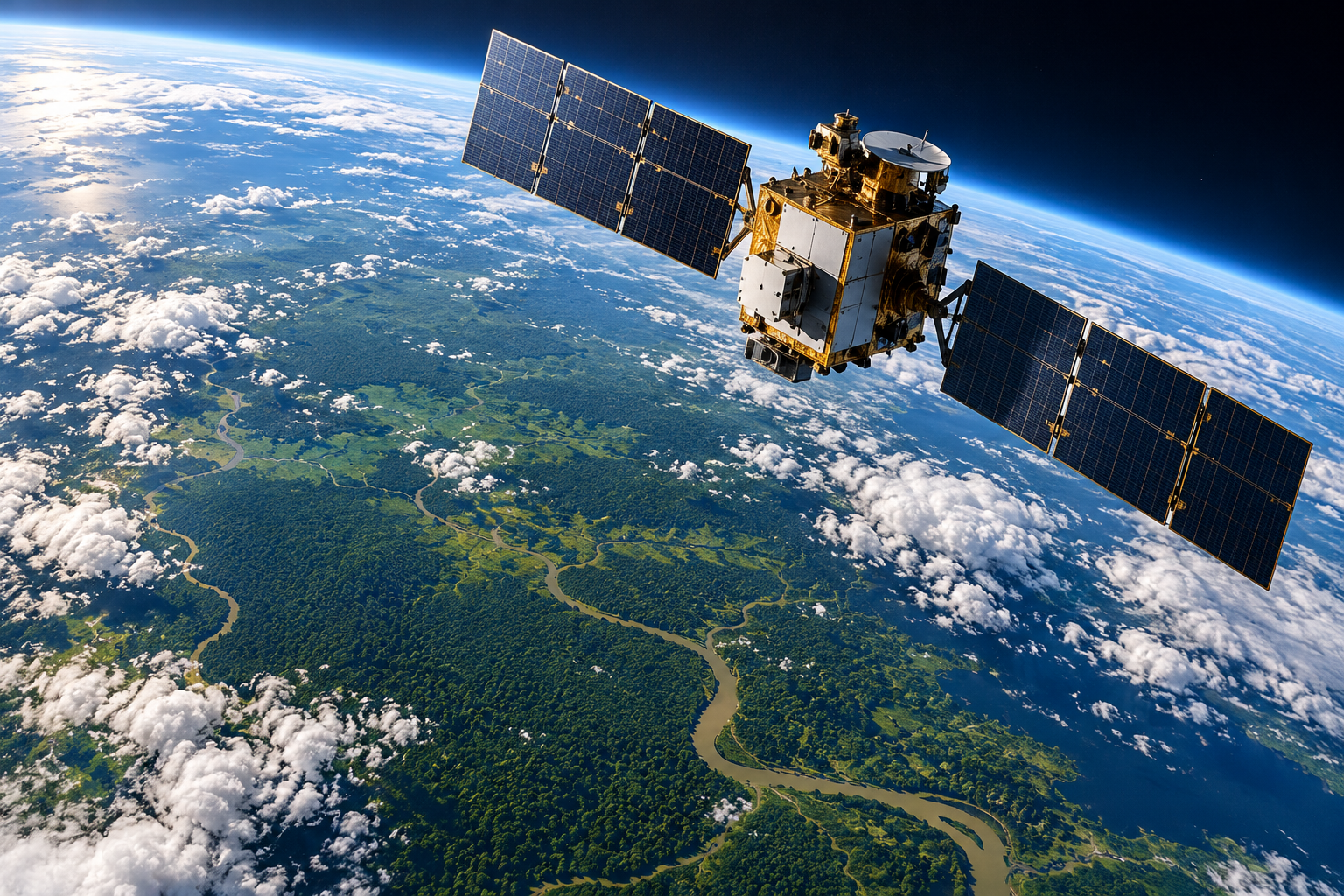 Satellite au-dessus de l’Amazonie